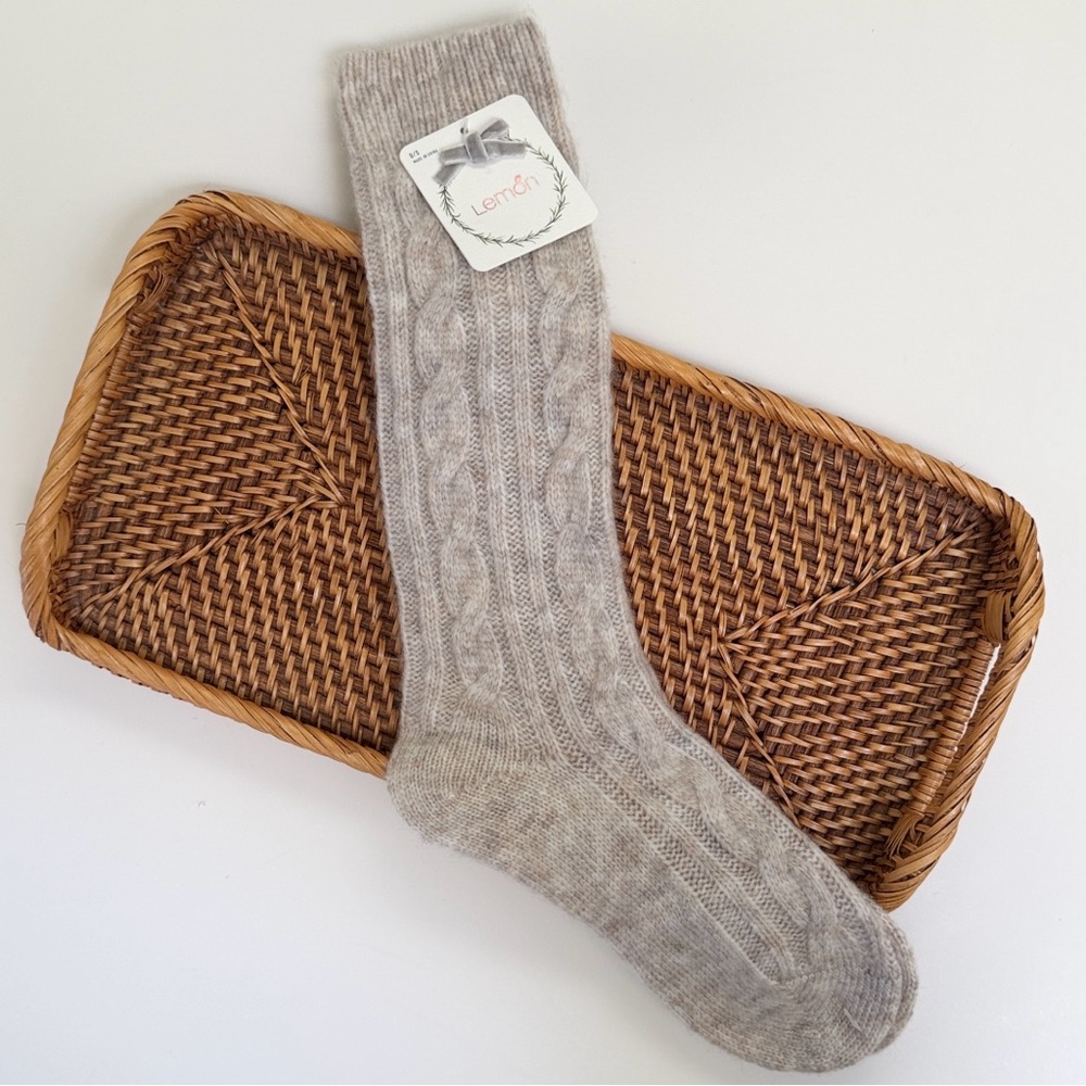 Lemon Cable Knee High Socks